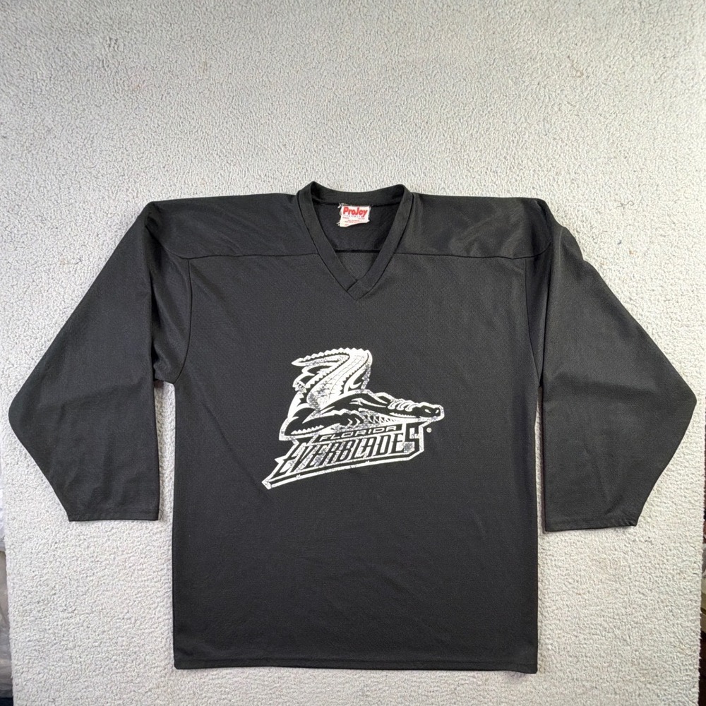 Florida Everblades Hockey Jersey Mens XL ProJoy Black V-Neck Long Sleeve Graphic
